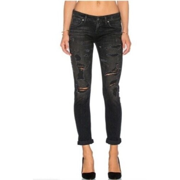 Agolde Denim - NWT Agolde Chloe Jeans distressed Size 24 Black